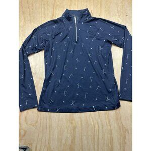 Lady Hagen Navy 1/4 Zip Long Sleeve Golf Top Sz S Golf Clubs Tee Balls Print